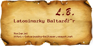 Latosinszky Baltazár névjegykártya